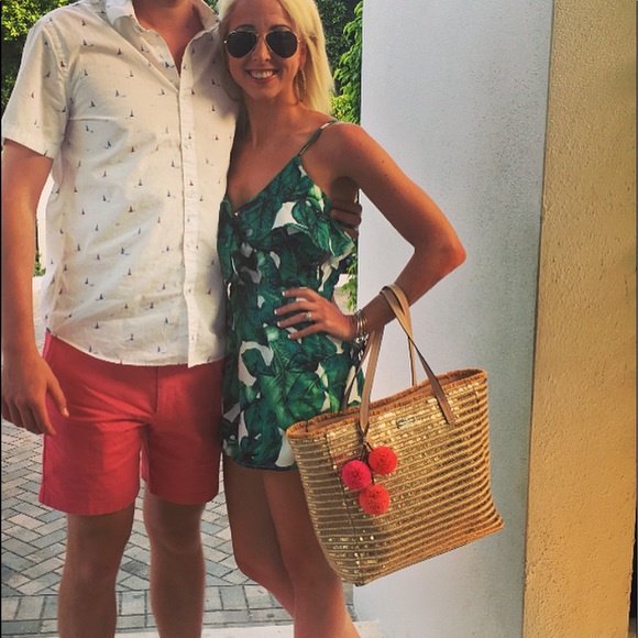 Red Dress Boutique! Beautiful tropical Romper - Picture 2 of 3